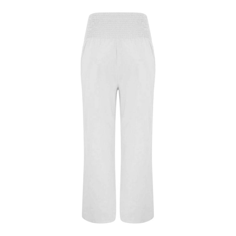 White Wide Leg Dress Pants for Women, Linen Trousers Pants for Women  Petite, Women Work Pants, 3XL Dress Pants for Women, Solid Color Spring  Pants, Weekend Solid Color Leisure Work Pants Women -