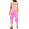thumbnail image 4 of TOOYOU Girls Summer Jumpsuit Tie-Dye V Neck Sleeveless Romper Loose Fit Casual Jumpsuit With Pockets For Teens And Juniors Comfortable Fitting Clothing For Children Size 4-5 Years ,Pink, 4 of 5