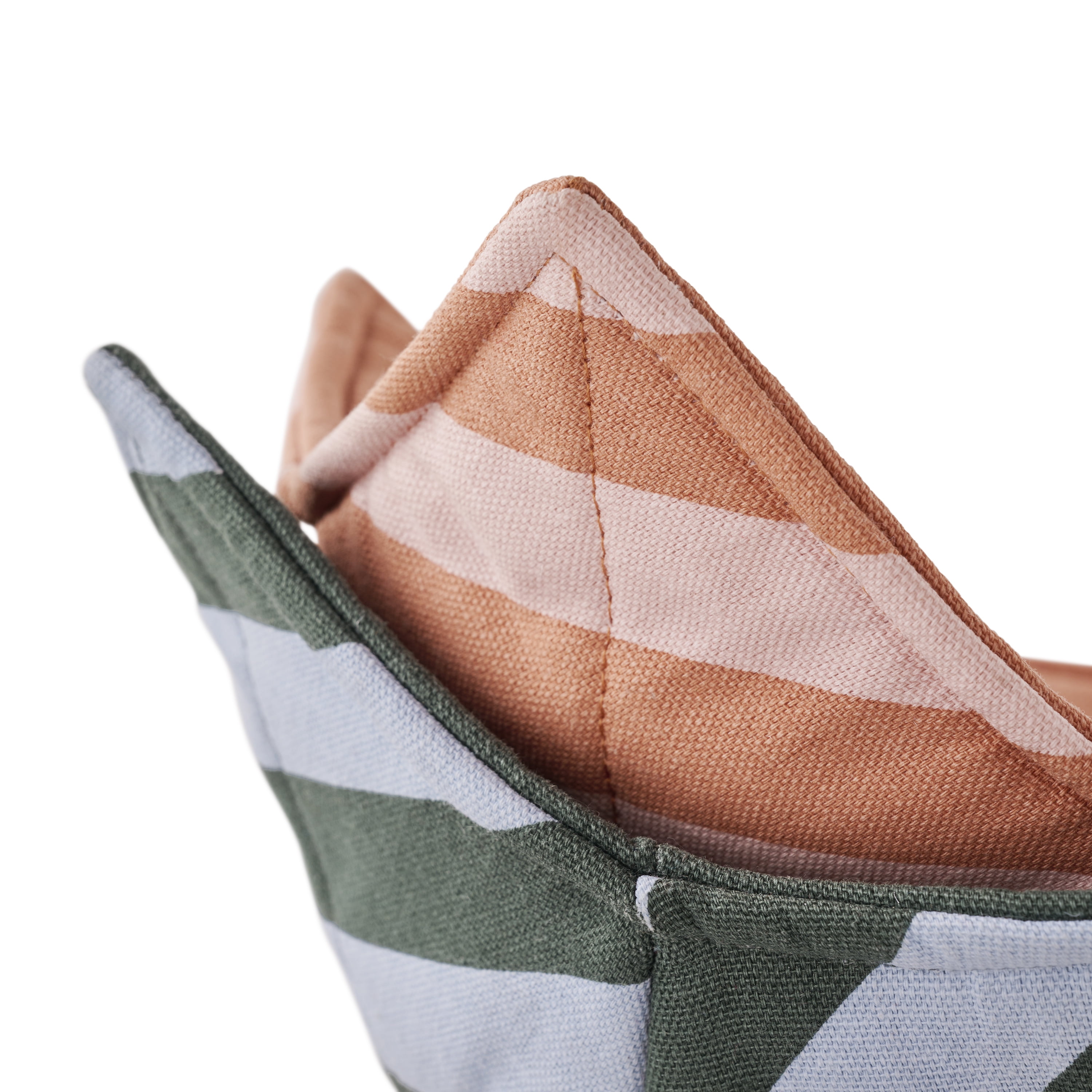 Beautiful Reversible Stripe Bowl Holders, Coral Rosé & Thyme Blue, 2 Pack