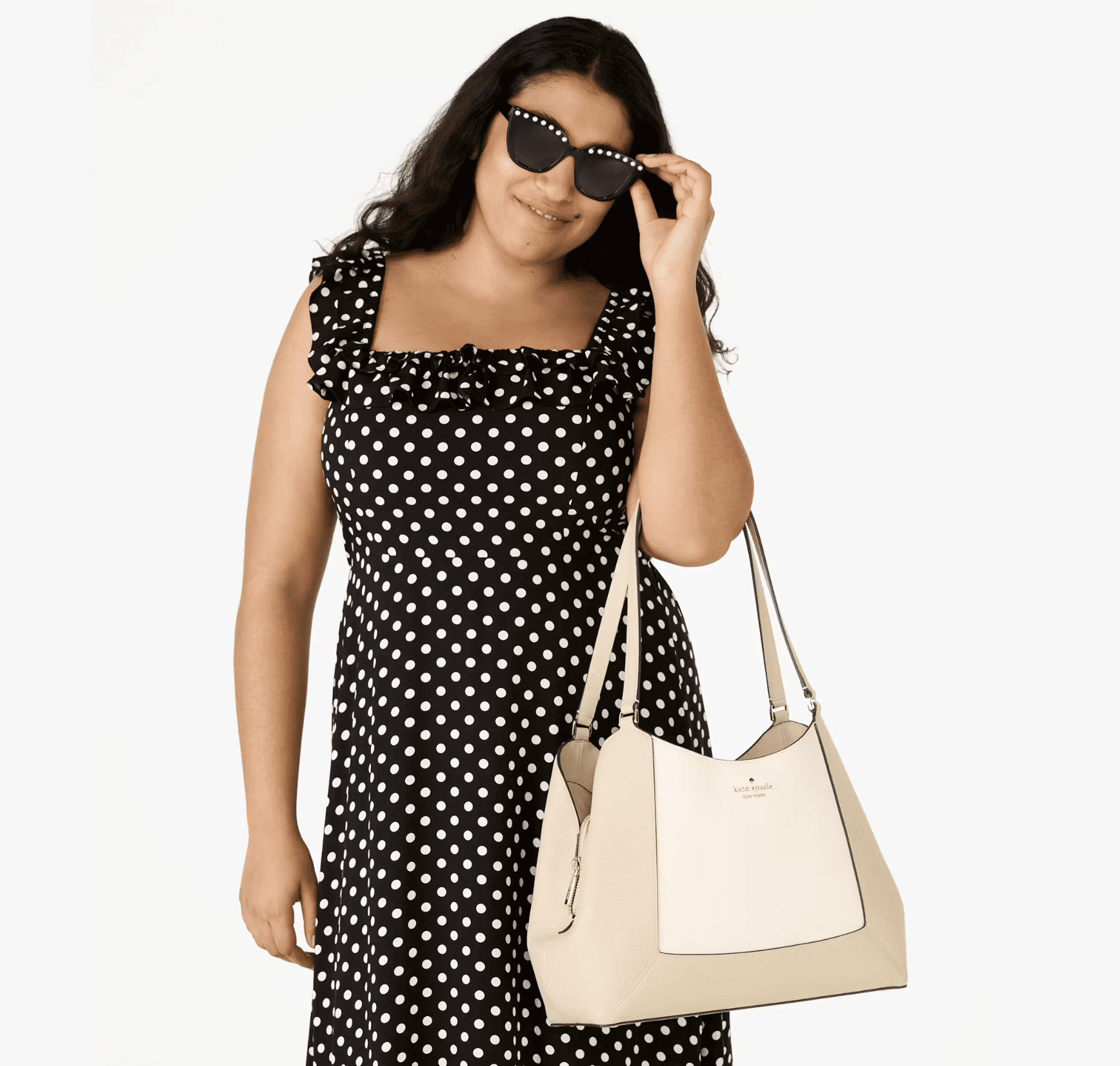 Kate Spade New York Lena Colorblock Large Triple Compartment Shoulder Bag KH439 – Pebbled Leather Tote with Zip & Snap Closure