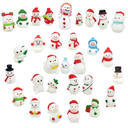 NIBERDA Christmas Mini Snowman Resin Figurines, Set of 30