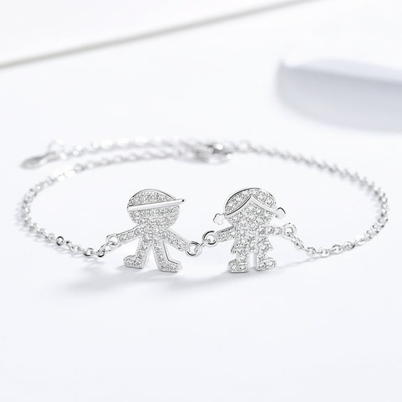 Sterling silver diamond boy and girl silver bracelet personality couple jewelry bracelet