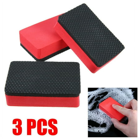 3PCS Car Magic Clay Bar Sponge Block Wash Cleaner Cleaning Eraser Wax Polish Pad