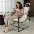 thumbnail image 2 of ZAFLY Accent Chair Set of 2, Modern Sling Chair with Metal Frame, Comfy Chair for Living Room - Beige, 2 of 10