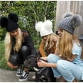 thumbnail image 4 of Automne Hiver Nouveau-Né Bébé Filles Garçons Bonnet Chaud Tricoté Boules Duveteuses Pompon Adorable Tuque, 4 of 5