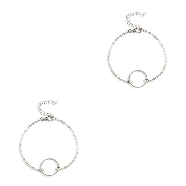 Qarigey Loop Tobillera Tobillo Estilo simple Día de San Valentín Cadenas de pie para mujer Plata 2piezas Qarigey CBP200119