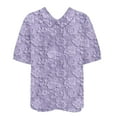 thumbnail image 4 of Dyfzdhu Blouses for Women Casual Dressy Lapel Embroidered Floral Lace Printed Round Neck Button Loose Pullover Top Shirt T Shirt Summer Tops Purple, 4 of 4