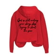 thumbnail image 4 of Lisingtool Womens Tops Women's Trust God God Is Still Writing Your Story Print Casual Hooded Essentials Hoodie Red, 4 of 4