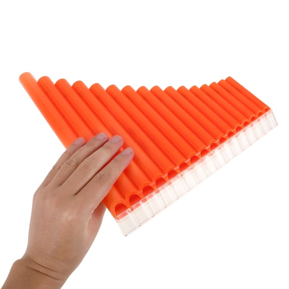 NICEXMAS 16-Pipe Beginner Pan Flute in Orange Key of C with Portable Case and Instructional Music Book
