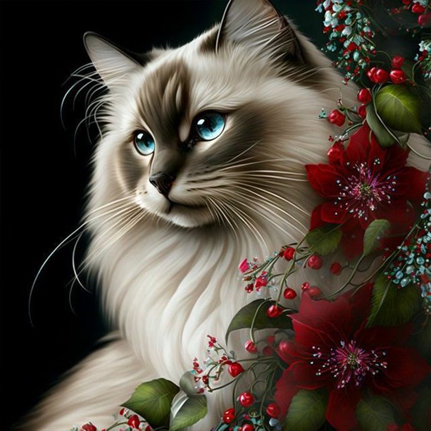 (V5000) Resina Diamante Serie Huahua Y Gatito Con Diamantes Completos 30*30CM