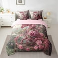 thumbnail image 2 of Pink Rose Dragon Comforter Set 7 Piece Twin Cute Kawaii Western Fantasy Dragon Bedding Set ,Cartoon Castle Magical Animal Bed In A Bag Jungle Wildlife Bed Sheet Set, 2 of 5