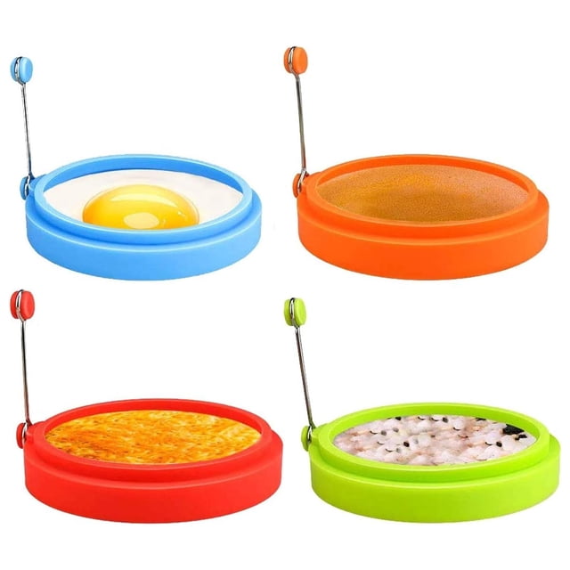 Anillos de silicona para huevos, anillos para cocinar huevos de calidad alimentaria, molde antiadherente para huevos fritos, panecillos para desayuno, molde para McMuffin de huevo (paquete