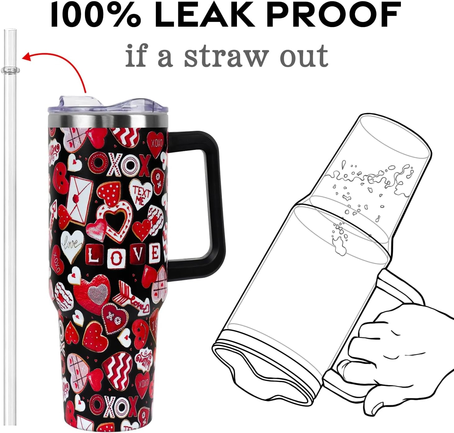 Christmas Gifts 40 oz Tumbler with Handle and Straw Lid,Cute Gifts for Women Santa Claus Sleigh Xmas Tree Vacuum Insulated Leak Proof Tumbler,Winter Holiday Accessories Stainless Steel Coffee Cup Mug