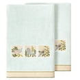 thumbnail image 2 of Authentic Hotel and Spa  Turkish Cotton Belinda 2PC Embellished Bath Towel Set Aqua, 2 of 5