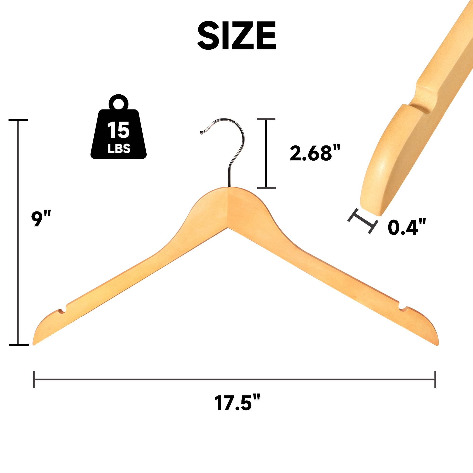 BP4U 36-Pack Premium Wooden Clothes Hangers, Solid Wood Coat Shirt Top Hangers for Jackets, Shirts, Dresses(Natural Wood)