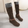thumbnail image 5 of Women’s Knit Cuff Knee‑High Tall Boots, Side Zip Buckle Strap Winter Boots, Low Block Heel Warm Fashion Footwear, 5 of 8
