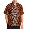 thumbnail image 5 of Camisa informal con estampado de rayas de piel de tigre para hombre, camisa hawaiana de vacaciones de manga corta, camiseta de gran tamaño para hombre, blusas, ropa, 5 of 5