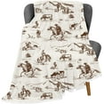 thumbnail image 6 of Western Cowboy Throw Blankets, Wild West Cowboy Ride Horse Cactus Flannel Bed Couch Blanket, Farmhouse Country American West White Throws Decorate The Room and Bedroom, 6 of 6