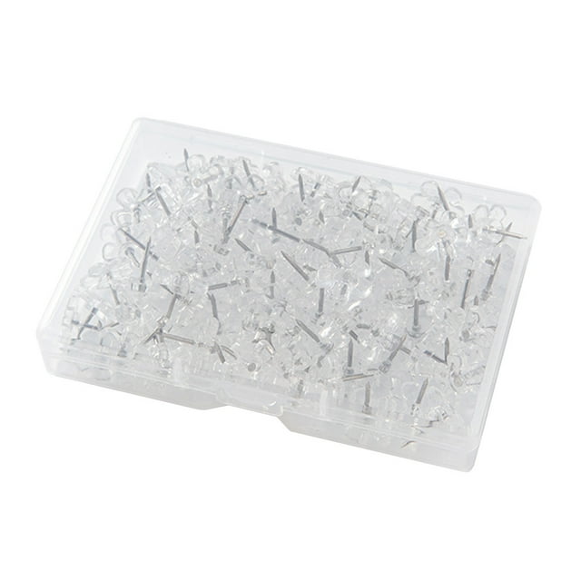 100pcs Transparent Drawing Pin Thumbtacks Basic Push Pin Stainless Steel Tip Nails for Wall Card School Supplies