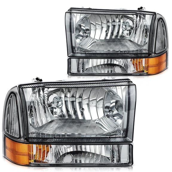 ECCPP Headlight Assembly for ford for Excursion 2000-2004 for ford for F-250 F-350 Super Duty 1999-2005 for ford for F-450 F-550 Super Duty 1999-2004 Driver and Passenger Side Headlamps