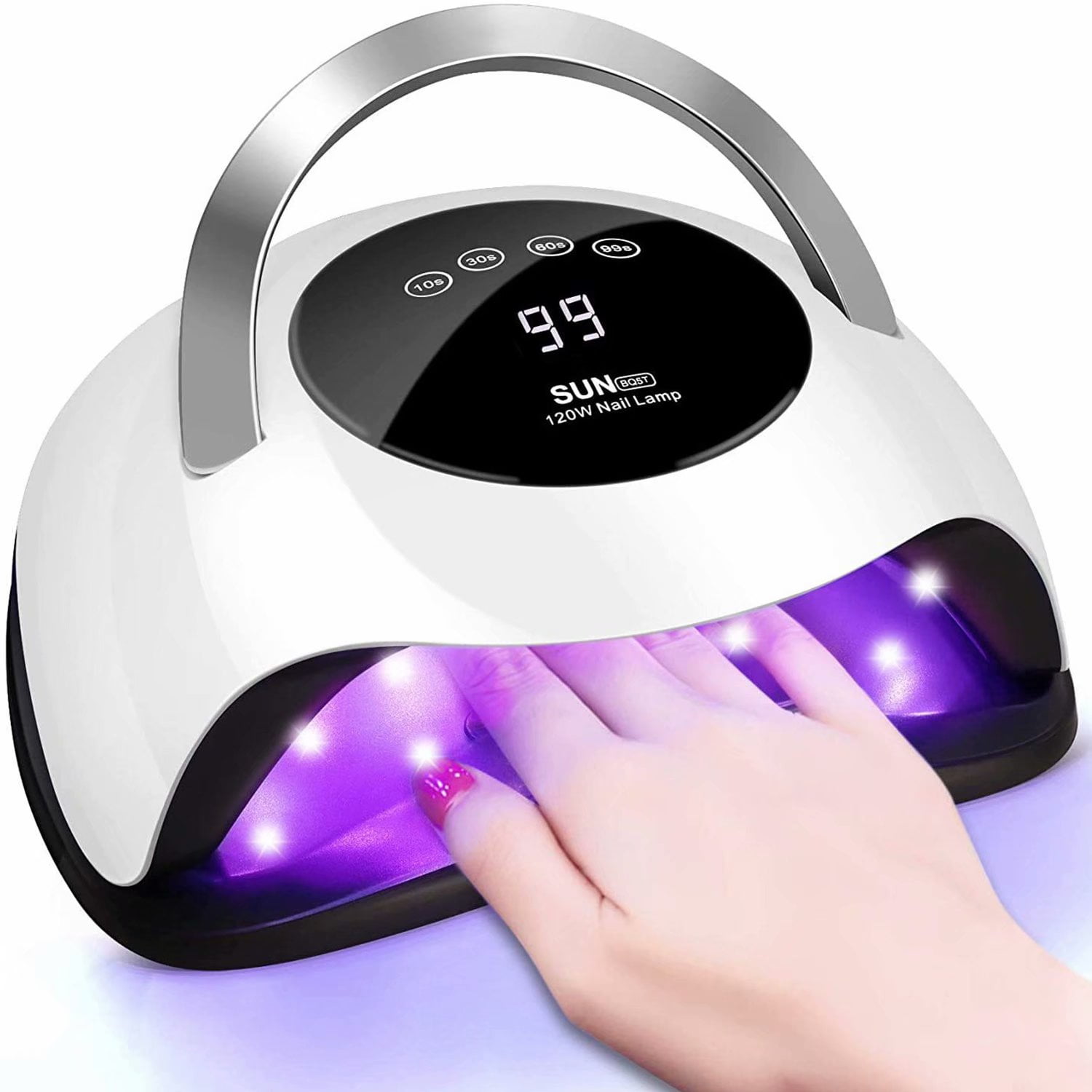 120W UV LED Nail Lamp, Charites Gel Nail Polish Faster Nail Dryer for 4 Timer Setting