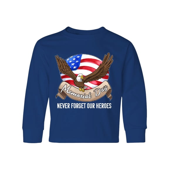 Inktastic Memorial Day- Never Forget Our Heroes- Bald Eagle Long Sleeve Youth T-Shirt