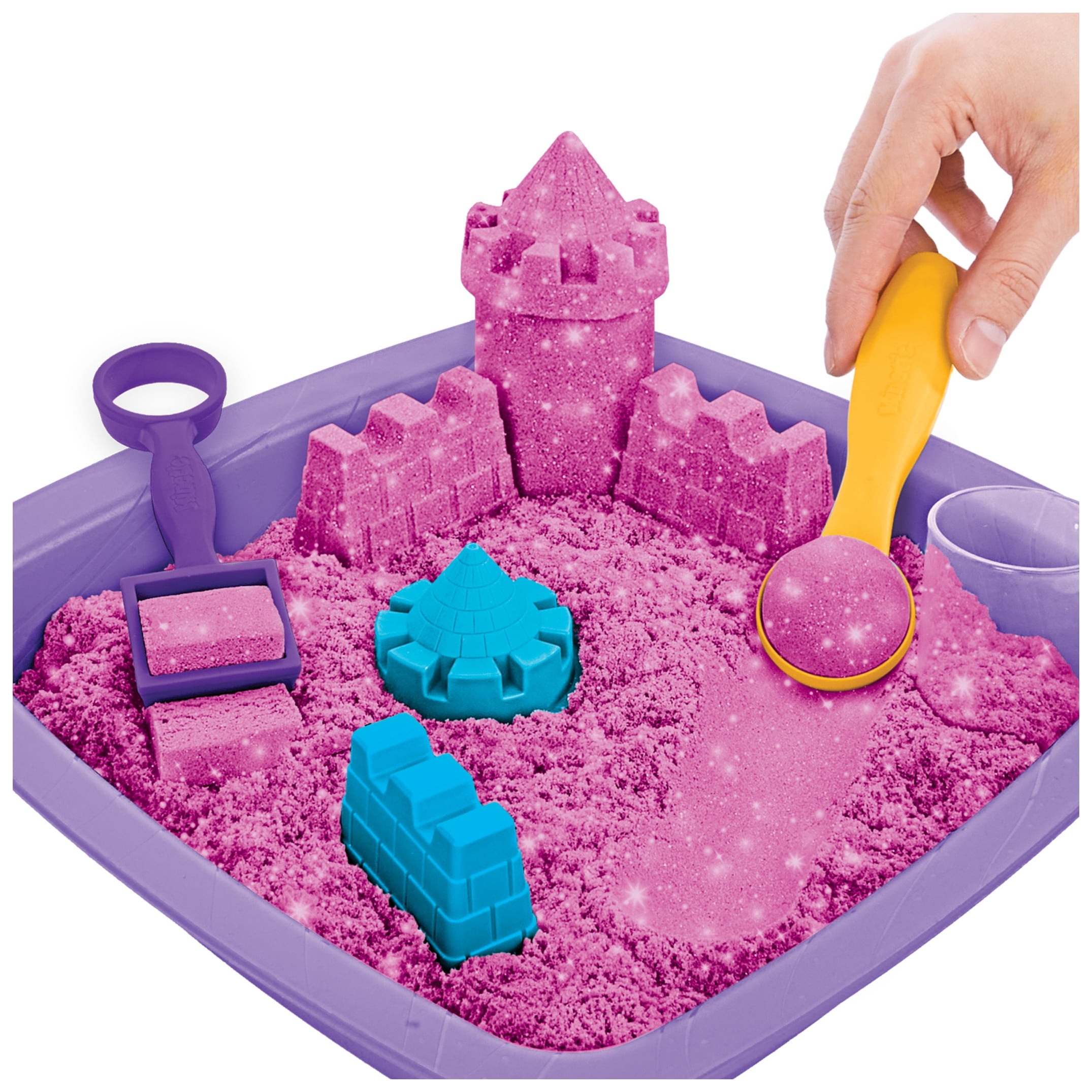 Kinetic Sand Sparkle Sandcastle Set w/ 1lb Pink Shimmer Kinetic Sand