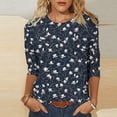 thumbnail image 1 of Craaazy Hauts Tendance pour Femmes Grande Taille Coupe Ample Imprimé Floral Col Rond Style Décontracté Blouse Manches 3/4 pour Printemps, Été, Sorties Quotidiennes, 1 of 5