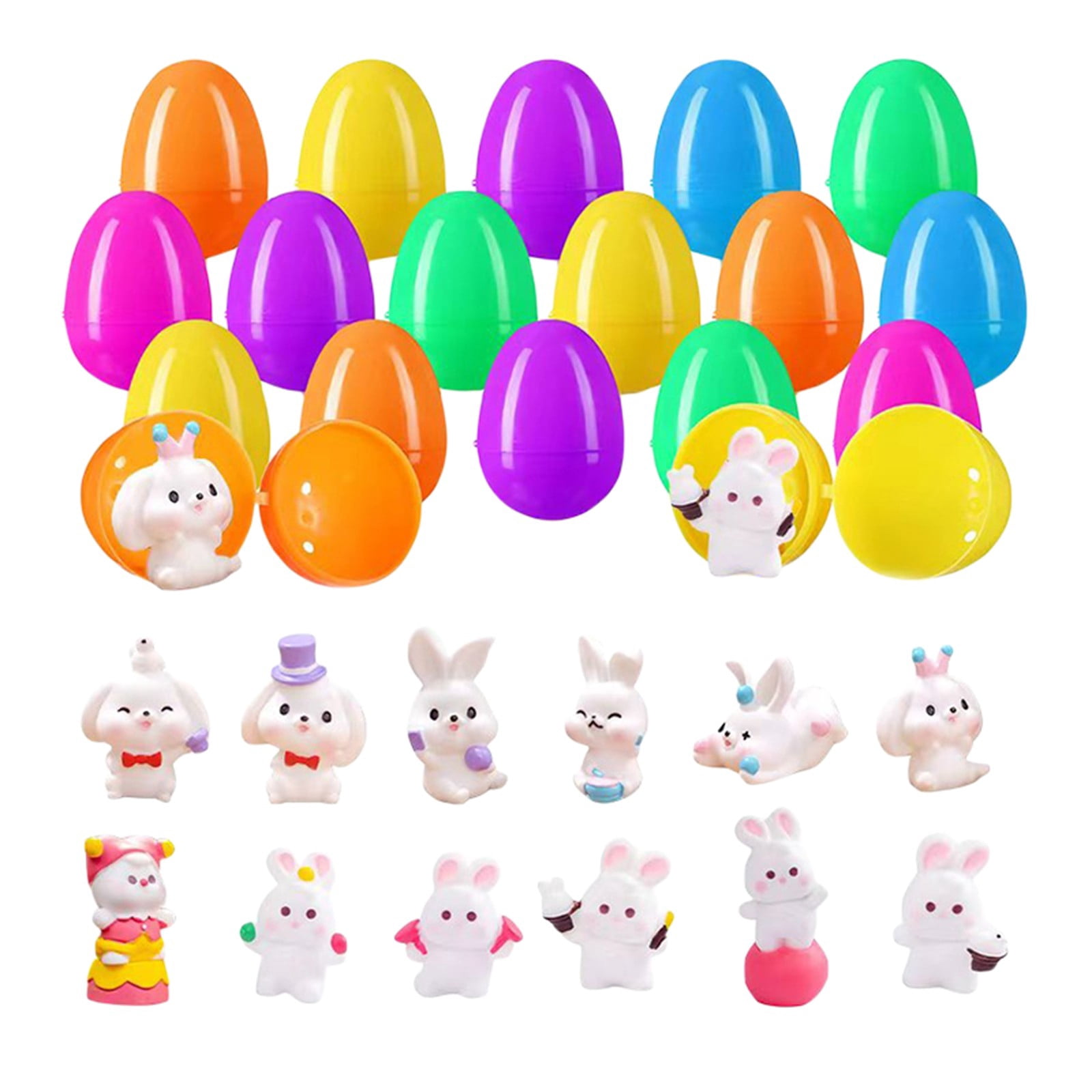 12/24-Piece Easter Egg Bunny Ornament Set, Each Egg Contains A Hidden Mini Bunny Ornament For Kids' Egg & Easter Fun, Ideal For Family Gatherings, School Events, Parties,