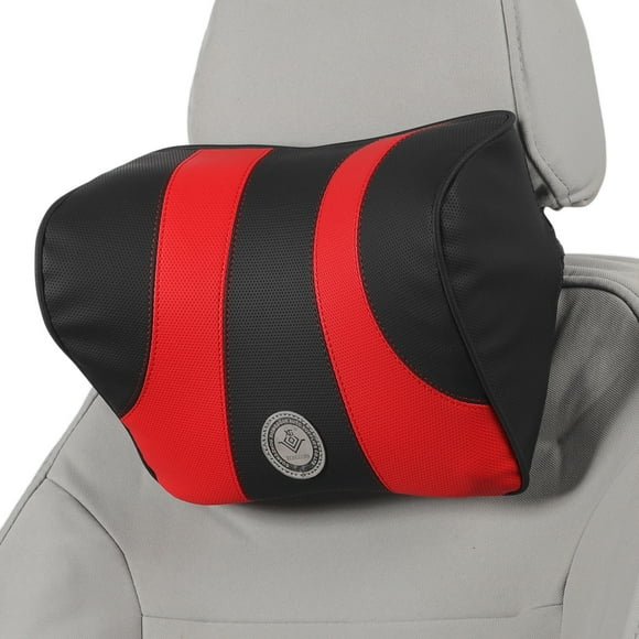 Almohada para reposacabezas de automóvil Unique Bargains, soporte para cuello ergonómico y cómodo, cuero Nappa y espuma de memoria, ancho ajustable, negro y rojo, 1 Pcs para conducción y viajes