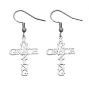 ROWENA J Amazing Grace Stainless Steel Christian Religion Cross Earrings 332 E