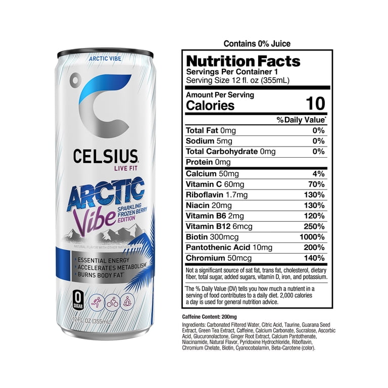 Celsius Sparkling Arctic Vibe, 12 fl oz Cans, 12 Pack photo 6
