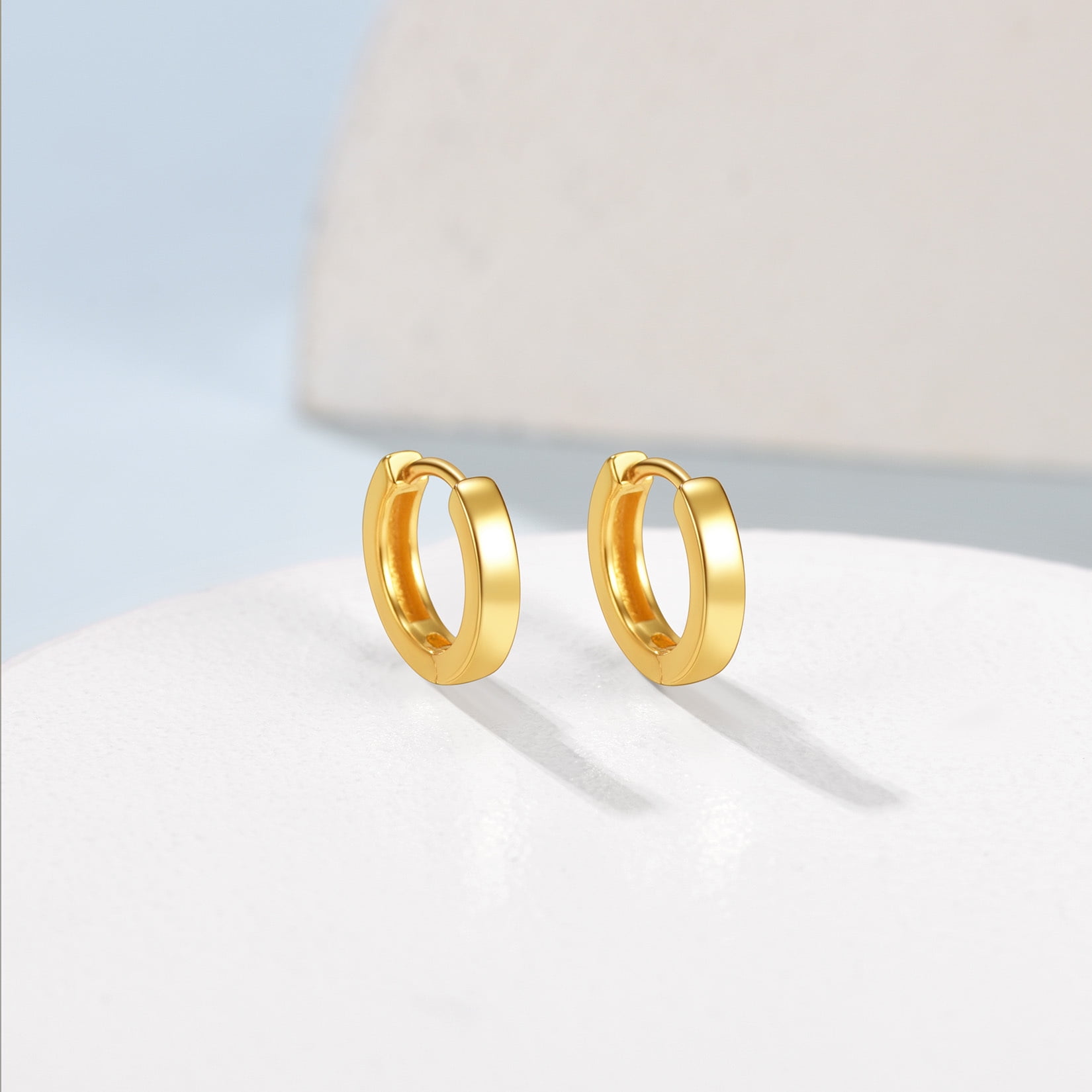 Suplight 925 Sterling Silver Huggie Earrings for Women Plain Hoop Earrings, Gold/Rose Gold/Black Plated