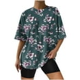 thumbnail image 2 of Qiopertar Mode Femme Blouse à Col Rond Imprimé Manches Courtes T-Shirt Tops d'Été Grandes Économies de Vacances! Offres de la Semaine Liquidation, 2 of 6