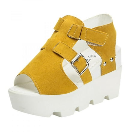 

Homedles Sandals Women- Gift for women Summer Open Toe Casual Comfortable Wedge Platform Sandals Yellow