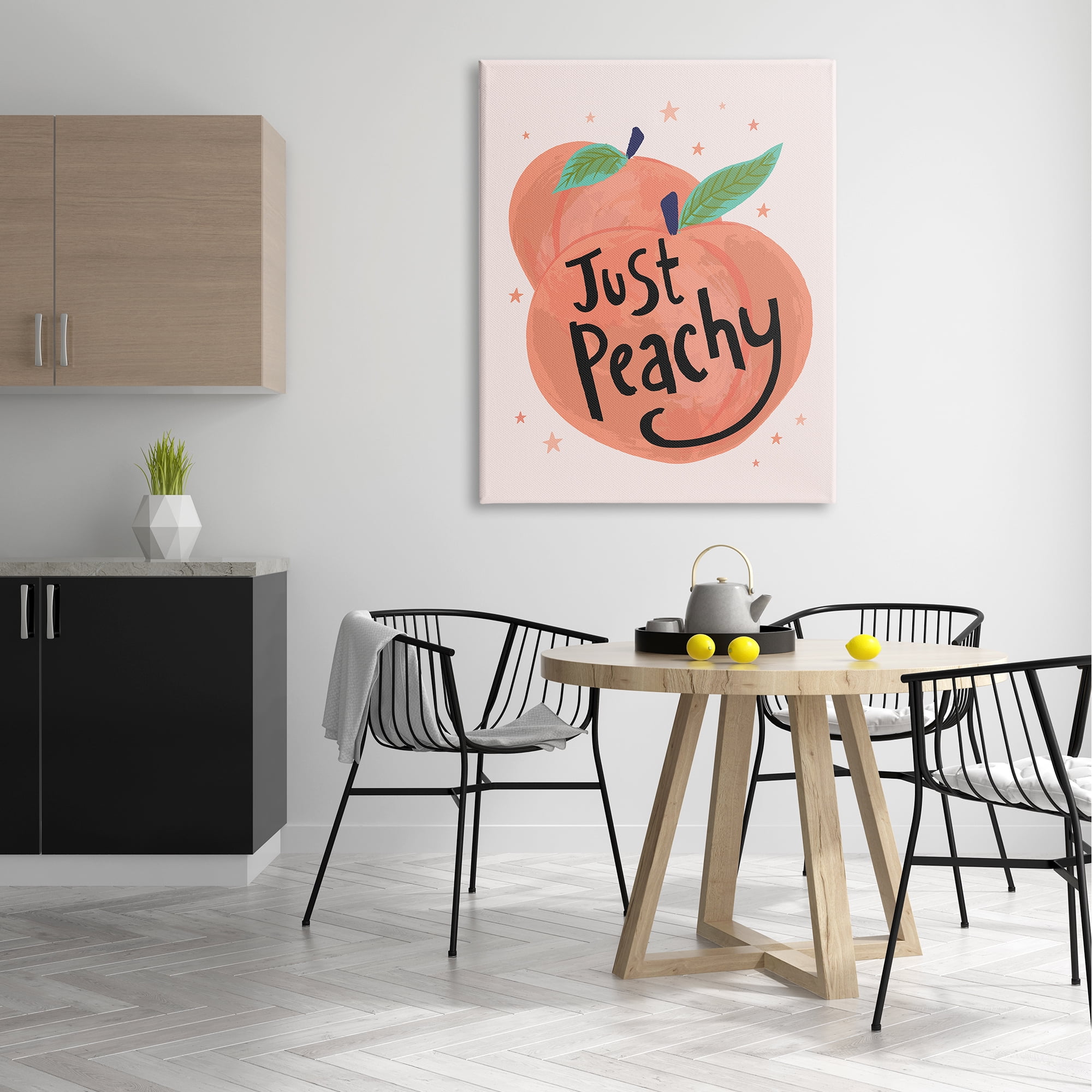 Stupell Industries Just Peachy Ripe Fruit Illustration Sparkling Stars Background,36 x 48, Design by Lisa Perry Whitebutton