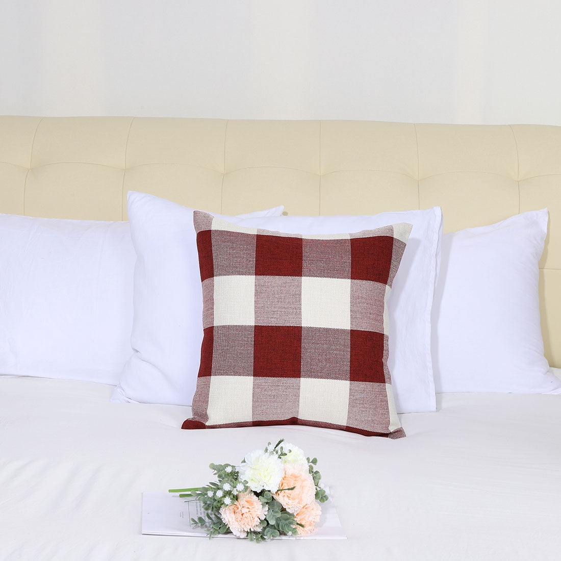 Unique Bargains Throw Pillow Case Classic Retro Plaid Pillow Cover Protector Cushion Cover for Home Office Walmart