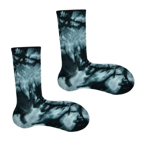 

LEAQU 1Pair Women Pure Cotton Unisex Tie-Dyed Breathable Skateboard Middle Tube Socks