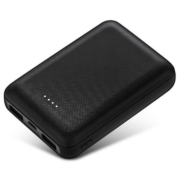 MDHAND 10000mAh Portable Battery, Power Bank with Dual USB Ports Cable, LED Indicator, Black