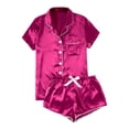 thumbnail image 3 of Xunmmm Womens Satin Pajamas Sets Short Sleeve Button Down Shirt and Short Set Sleepwear 2 Piece Shorts Set Loungewear, 3 of 3