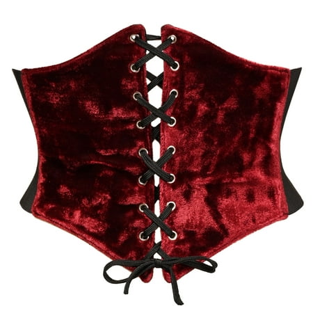 

Lavish Dark Red Crushed Velvet Corset Belt Cincher