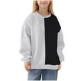 thumbnail image 3 of AINIYS Girls Long Sleeve Tops Casual Color Block Crew Neck T Shirts Casual Oversized Drop Shoulder Pullover Gray 7 Years, 3 of 7