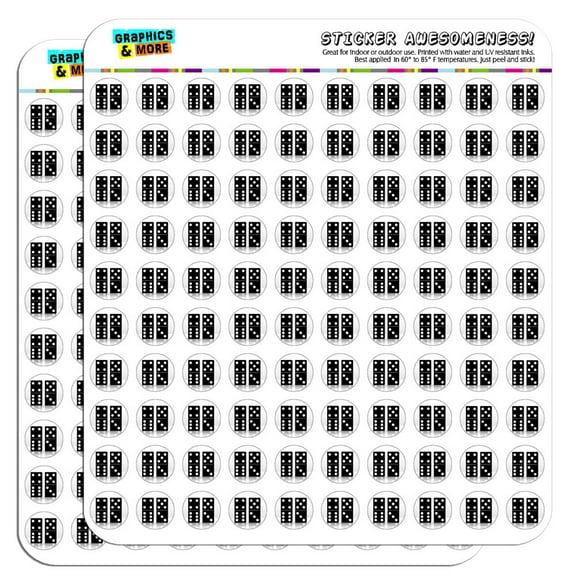 Black Dominoes Game 1/2" (0.5") Scrapbooking Crafting Stickers