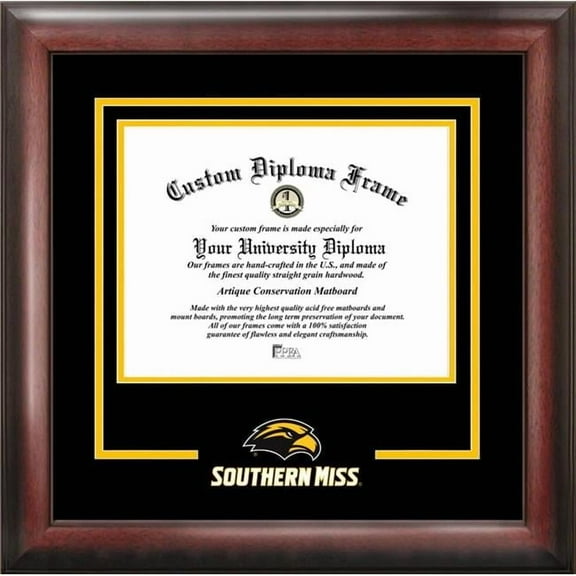 Campus Images MS998SD-1185 11 x 8.5 in. Southern Mississippi Spirit Diploma Frame - Satin Mahogany