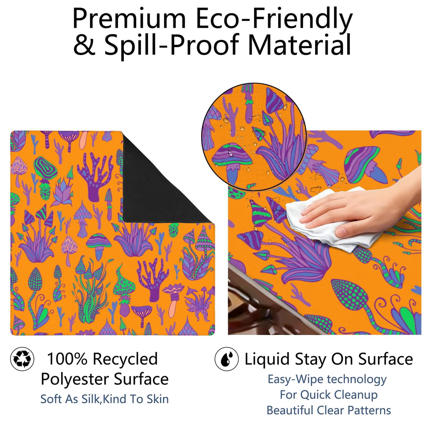 Large Plants Pattern Game Mat 31.5x31.5 Inches Constructed from Premium Rubber with Anti-Slip Grip and Noise Dampening for Cards Tiles Games