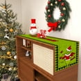 thumbnail image 4 of Linen Green Christmas Table Runner Merry Christmas Tablecloth Christmas Xmas Winter Holiday Home Kitchen Dining Room Table Decorations 13x72 Inch, 4 of 5