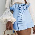 thumbnail image 4 of up to 60% off Gifts Usmixi Summer Shorts for Women Cute Ruffler Trim High Waist Solid Short Pants Plus Size Lightweight Comfy Straight Shorts Sky Blue m, 4 of 7