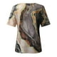 thumbnail image 5 of Blusa de manga corta con cuello en V para mujer de moda Camiseta con estampado de verano Tops sueltos Fridja  bn7414, 5 of 5