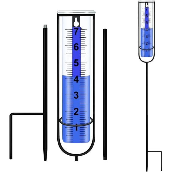 Permotary Accurate Rain Gauge Outdoors, Tall Upgraded Rain Gauge for Yard with Stake, Decorative Rain Measure Tool for Garden, Deck, Lawn with Large Numbers, Adjustable Height