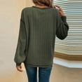 thumbnail image 4 of ATOYSOY Women's Solid Color Pullover Crew Neck Sweatshirts Pockets Fashion Casual Ribbed Shirts Outwear Long Sleeve Tees Fall Winter Knitted Sweaters Loose Tops Green L, 4 of 6